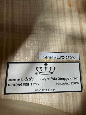 Vivo Guadagnini 1777 'Simpson' Replica 4/4 Cello (25097)