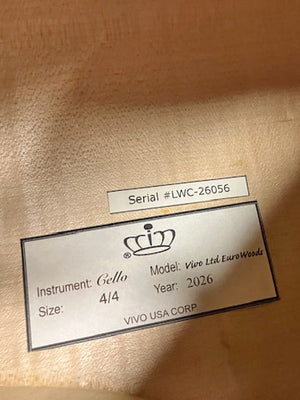 Vivo Limited Eurowoods 'Stradivari' 4/4 Cello