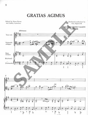 Gratias Agimus for Tenor Solo and Violoncello Obbligato with Bass Continuo - Cello Music