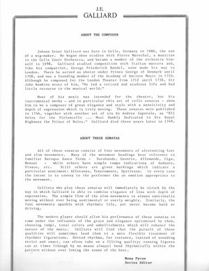 Six Solos for Violoncello and Basso continuo (Volume 2: Sonatas 4-6) - Cello Music