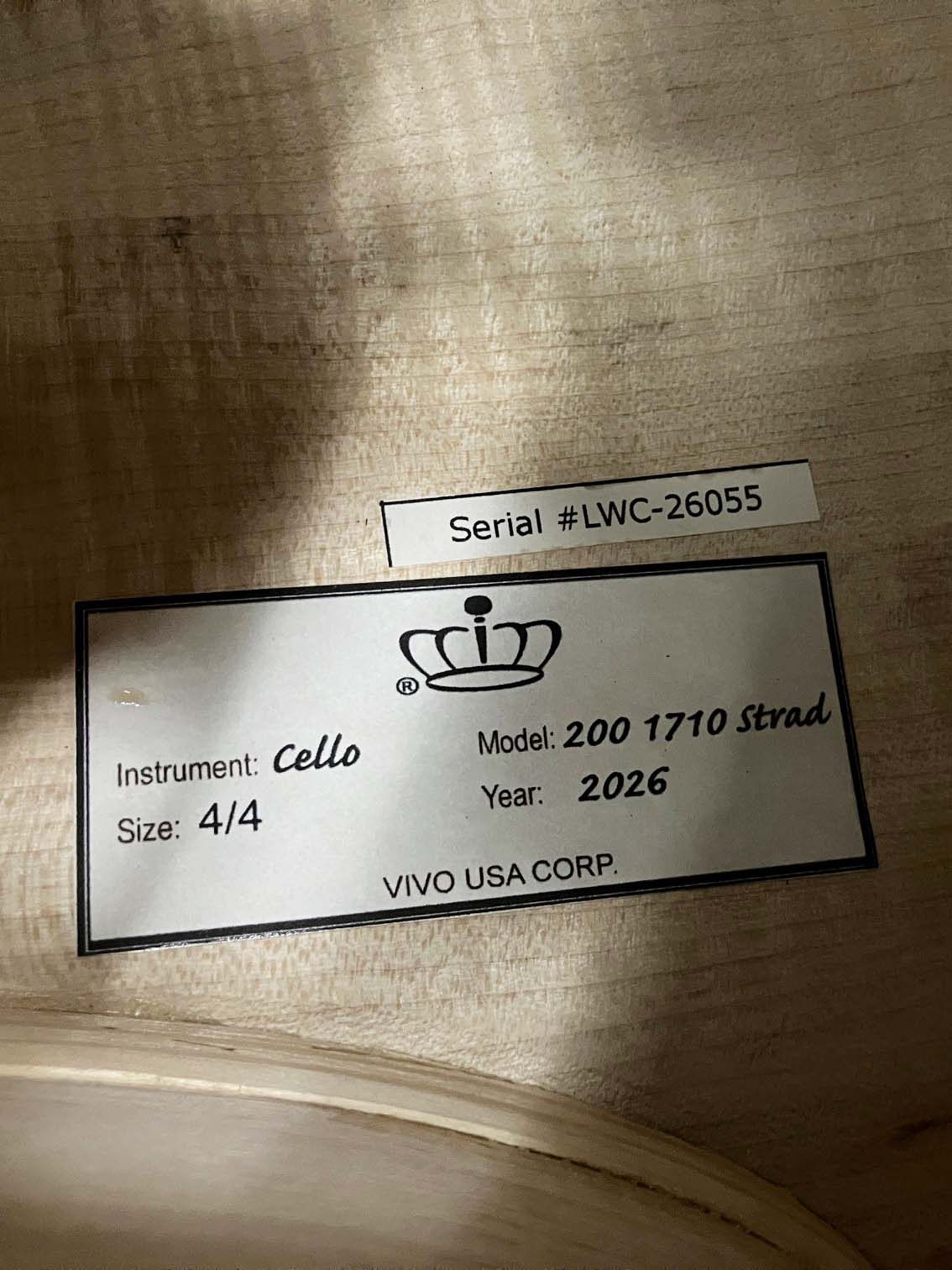 Vivo 200 '1710 Strad' 4/4 Cello