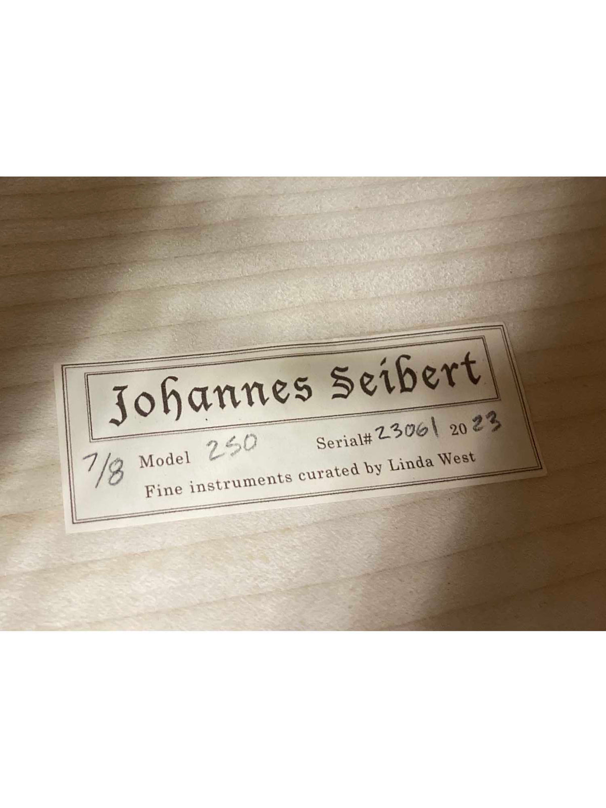 Johannes Seibert Model 250 'Stradivari' 7/8 Cello