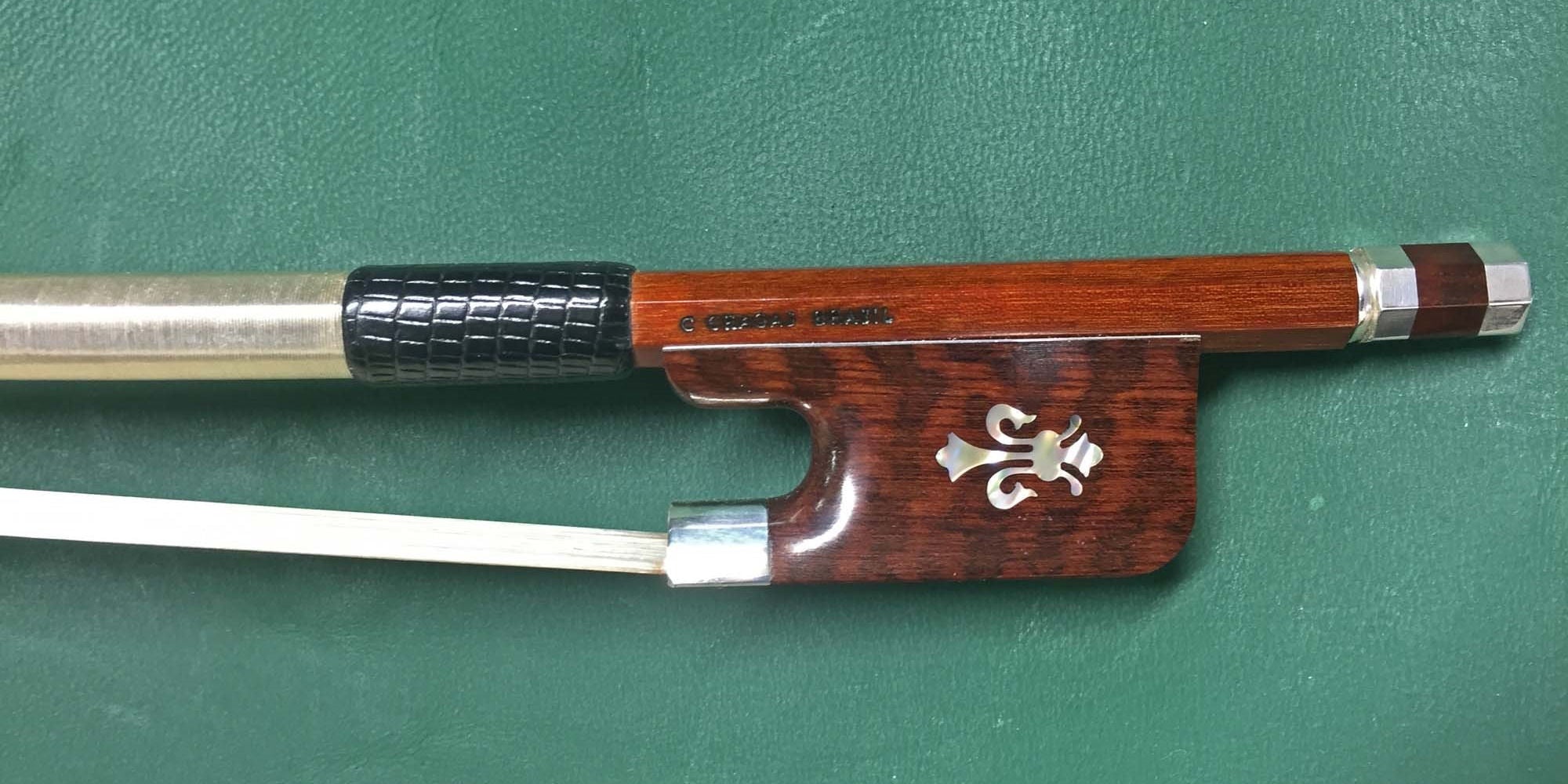 Arcos Brasil- SILVER Fitted Fleur de Lys Pernambuco Cello Bow