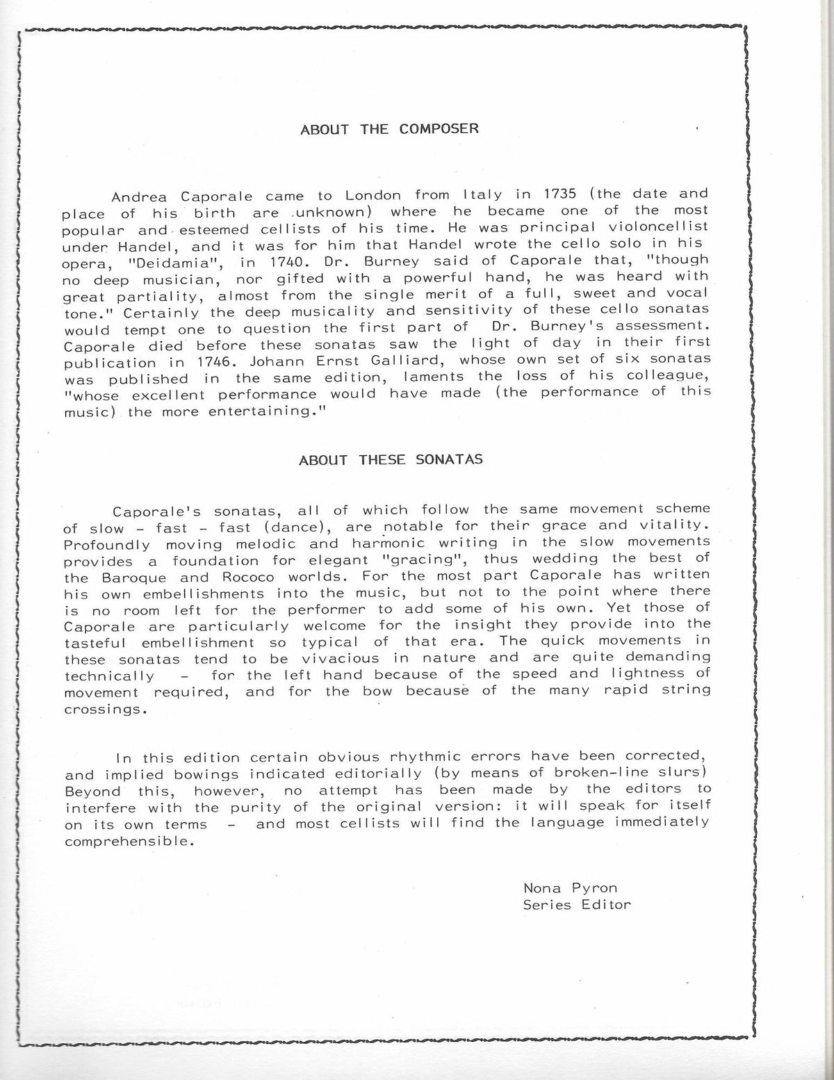 Six Solos for Violoncello and Basso continuo (Book 1: 1-3) - Cello Music