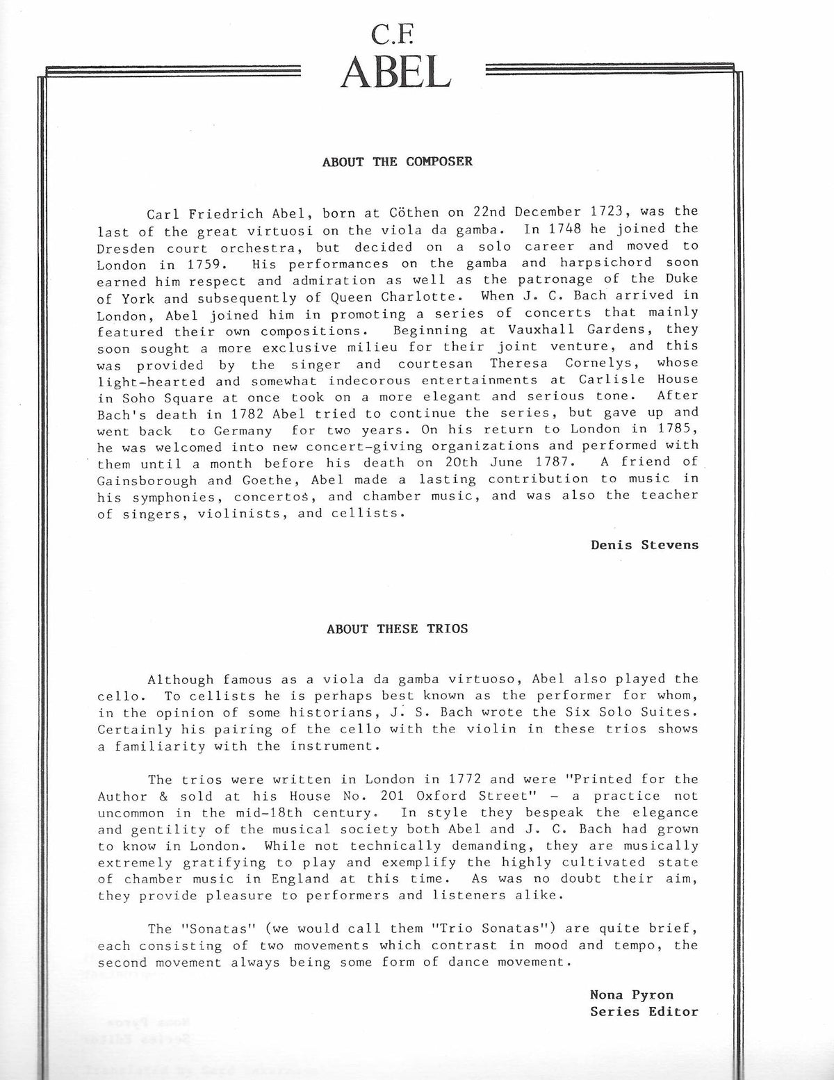 Six Sonatas for Violin and Cello with Basso continuo (Vol. 2: Sonatas 4-6) - Cello Music