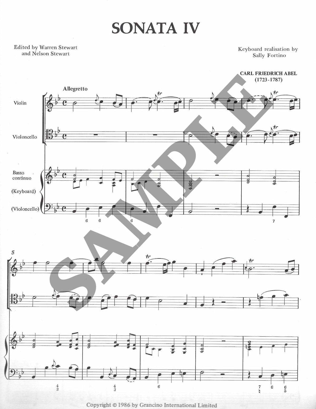 Six Sonatas for Violin and Cello with Basso continuo (Vol. 2: Sonatas 4-6) - Cello Music