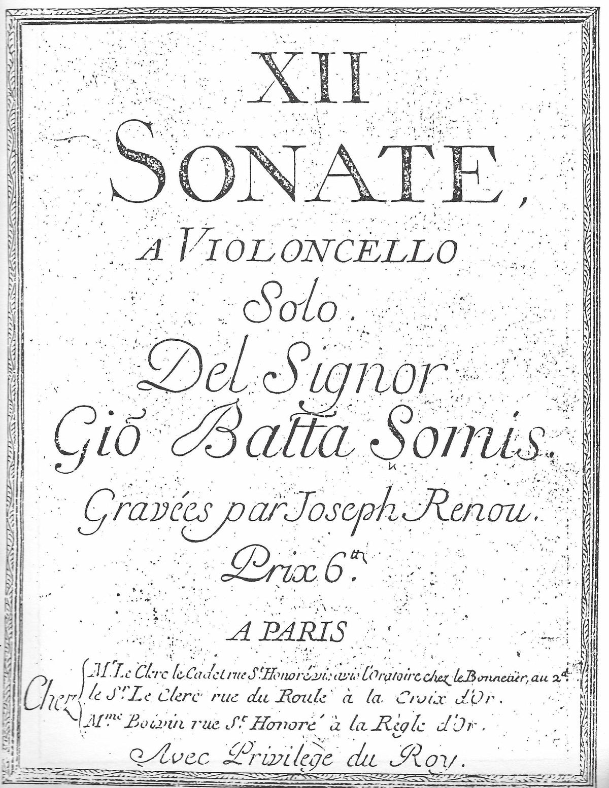12 Sonatas for 2 Violincellos (ca.1725) Sonatas 1-6 - Cello Music