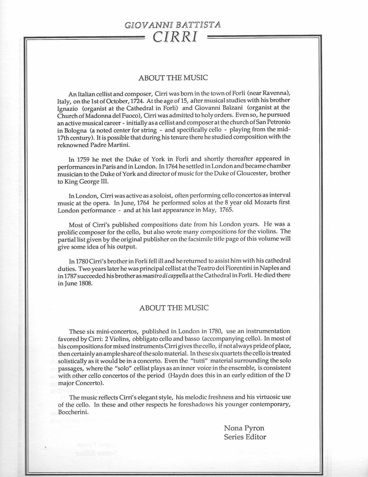 Six Concertos for Violoncello obbligato with 2 Violins and a 2nd Violincello Opus 14 (Vol. 5)