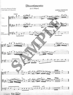 Divertimento in A (Sonata a Tre) for Violoncello and Viola with a 2nd Violoncello - Cello Music